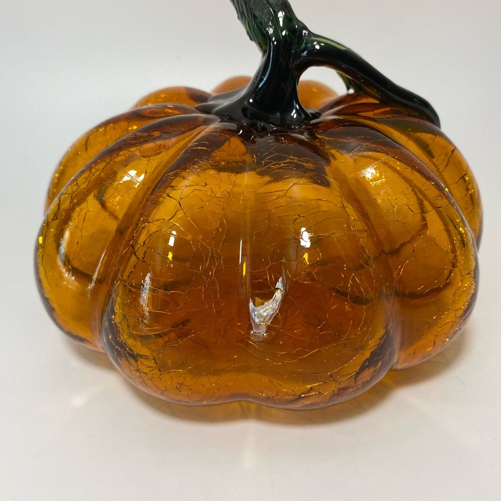 Amber Glass Pumpkin Decor